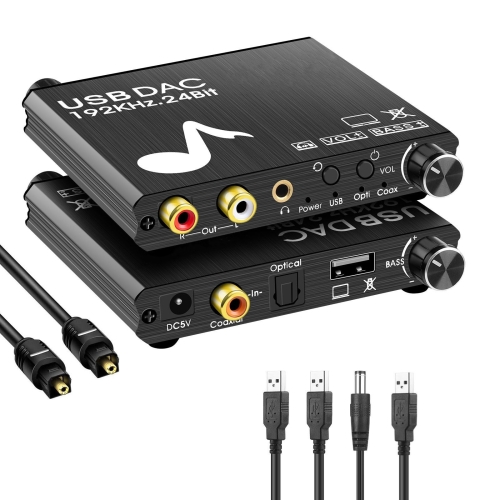 AY107 Convertidor digital a analógico Fibra óptica Decodificador de audio  analógico Tarjeta de sonido USB Convertidor
