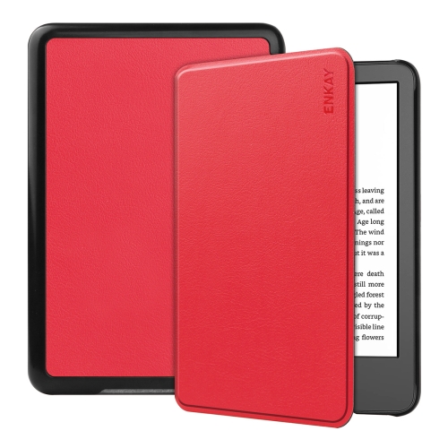 

For Amazon Kindle 2022 Gen11 ENKAY Custer Texture Leather Smart Case(Red)