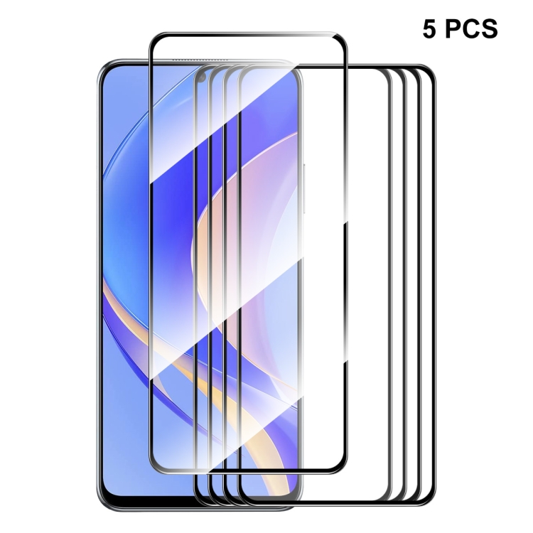 

For Huawei Nova Y90 5pcs ENKAY Full Glue 0.26mm 9H 2.5D Tempered Glass Full Film