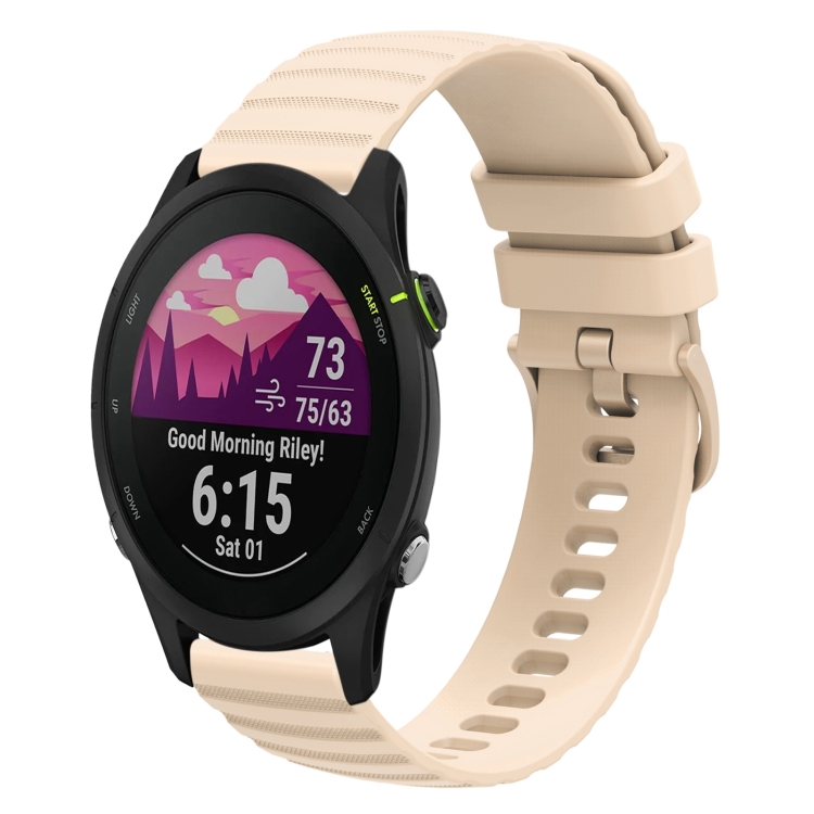

For Garmin Forerunner 255S Music 18mm Wavy Dotted Solid-Color Silicone Watch Band(Starlight Color)