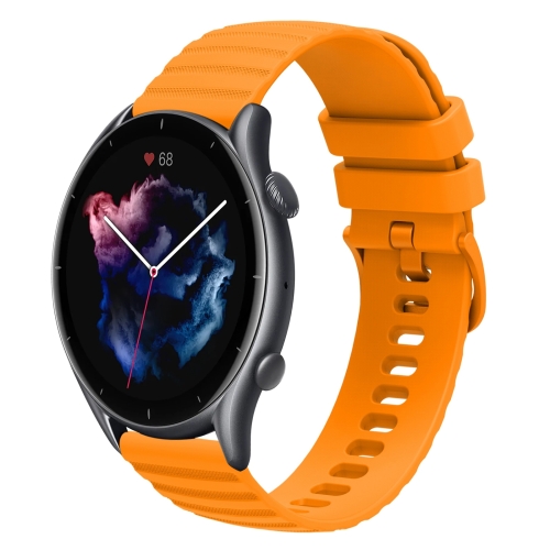 

For Amazfit GTR 3 Pro 22mm Wavy Dotted Solid-Color Silicone Watch Band(Amber Yellow)