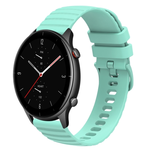 

For Amazfit GTR 2e 22mm Wavy Dotted Solid-Color Silicone Watch Band(Green)