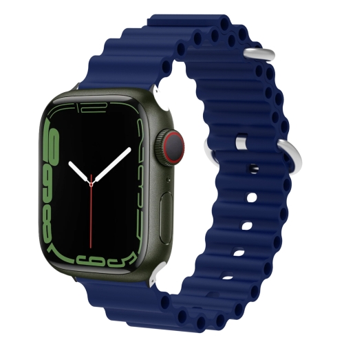 

Ocean Silicone Metal Head Watch Band For Apple Watch Series 9&8&7 41mm / SE 3&SE 2&6&SE&5&4 40mm / 3&2&1 38mm(Dark Blue)