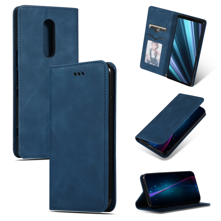 

Retro Skin Feel Business Magnetic Horizontal Flip Leather Case for Sony Xperia 1 & Xperia XZ4(Navy Blue)