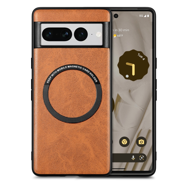 

For Google Pixel 7 Pro Solid Color Magsafe Leather Phone Case(Brown)