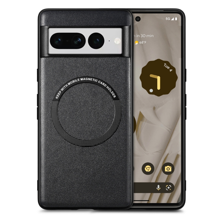 

For Google Pixel 7 Pro Solid Color Magsafe Leather Phone Case(Black)