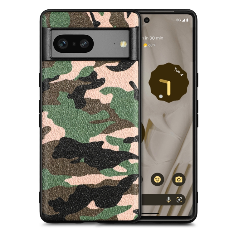 

For Google Pixel 7 Camouflage Leather Phone Case(Green)