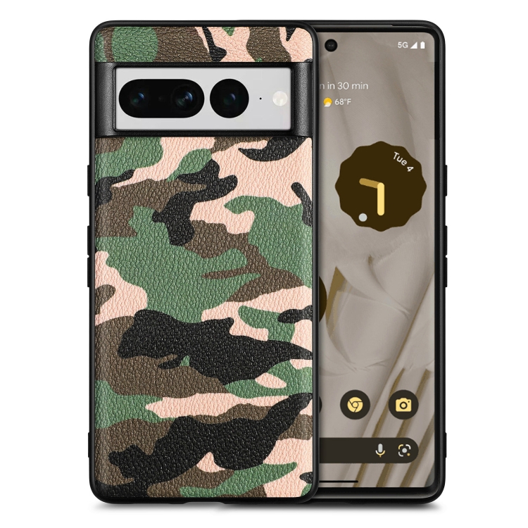 

For Google Pixel 7 Pro Camouflage Leather Phone Case(Green)