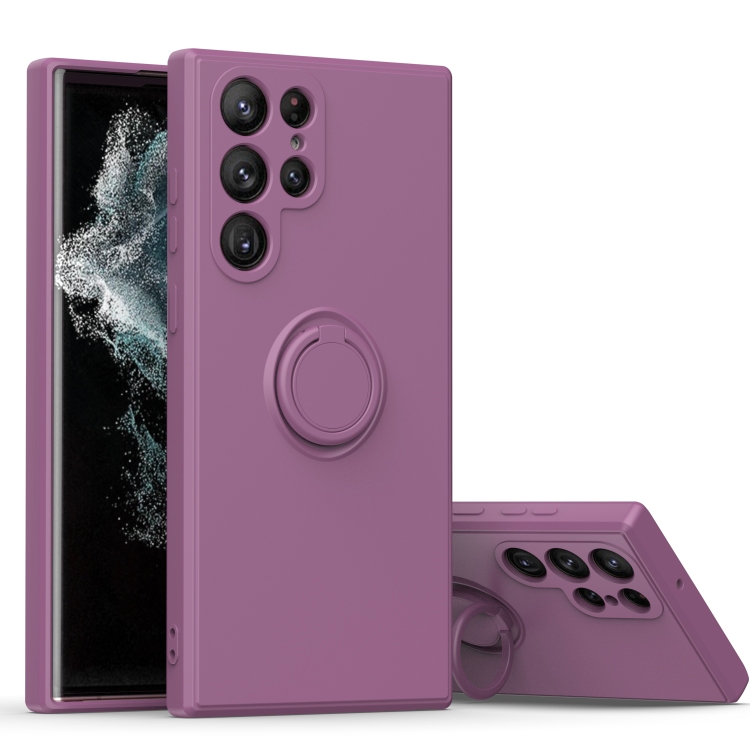 

For Samsung Galaxy S23 5G Ring Kickstand TPU Silicone Phone Case(Purple)