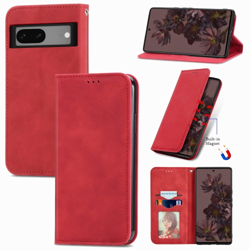 

For Google Pixel 7 Retro Skin Feel Magnetic Leather Phone Case(Red)