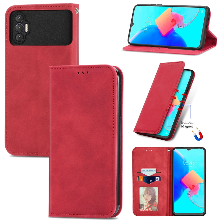

For Tecno Spark 8P Retro Skin Feel Magnetic Leather Phone Case(Red)