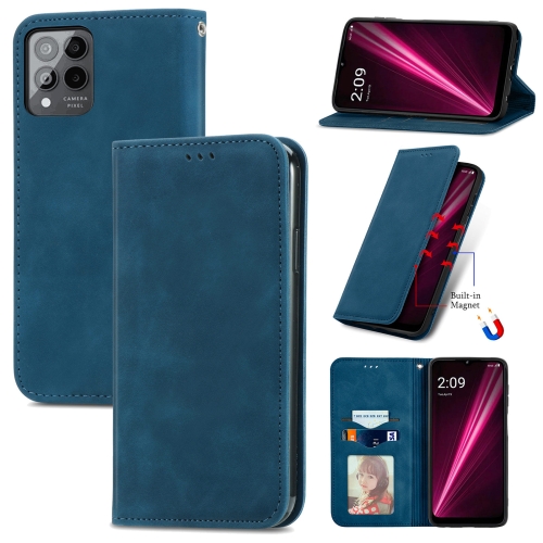 

For T-Mobile Revvl 6 Pro 5G Retro Skin Feel Magnetic Leather Phone Case(Blue)