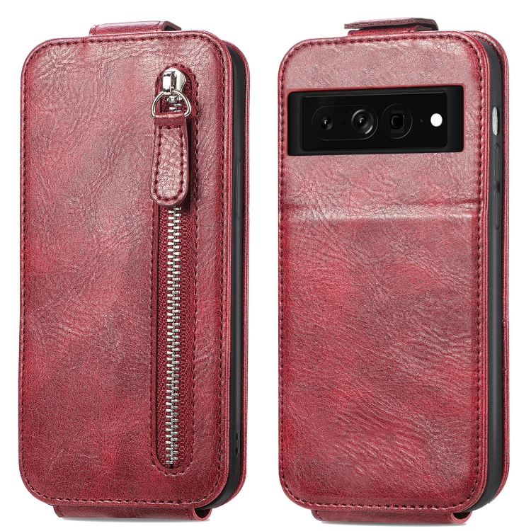 

For Google Pixel 7 Zipper Wallet Vertical Flip Leather Phone Case(Red)