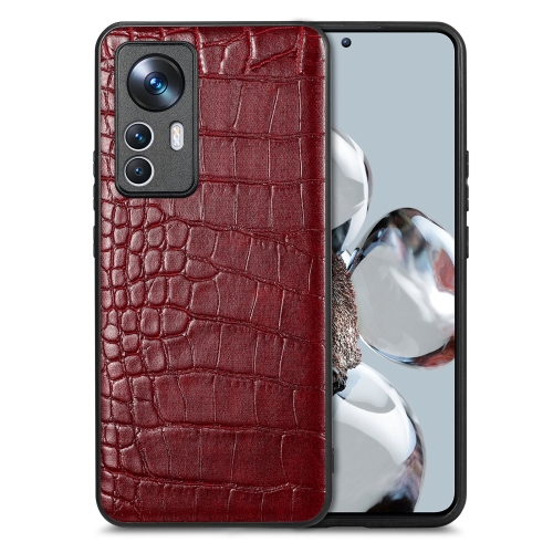 

For Xiaomi 12T Crocodile Grain Leather Back Cover Phone Case(Red)