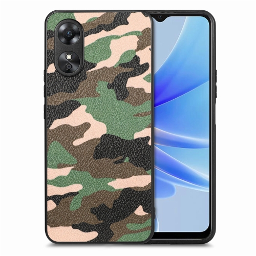 

For OPPO A17 Camouflage Leather Back Cover Phone Case(Green)