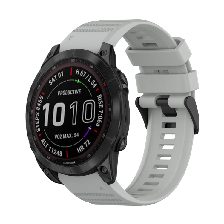 

For Garmin Fenix 7 Sapphire Solar 22mm Horizontal Texture Silicone Watch Band with Removal Tool(Grey)