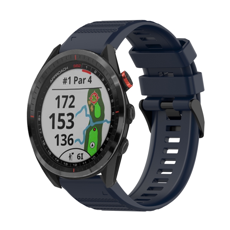 

For Garmin Approach S62 22mm Horizontal Texture Silicone Watch Band with Removal Tool(Navy Blue)