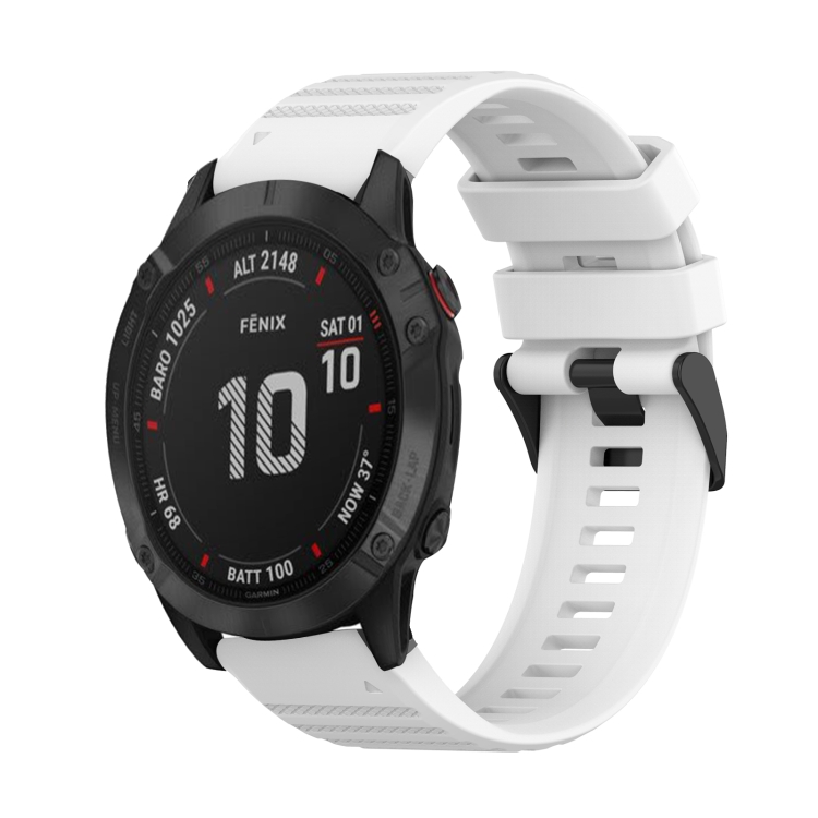 

For Garmin Fenix 6 GPS 22mm Horizontal Texture Silicone Watch Band with Removal Tool(White)