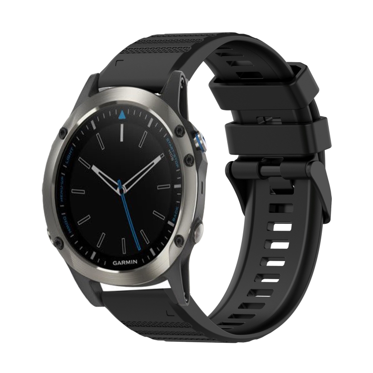 

For Garmin Quatix 5 22mm Horizontal Texture Silicone Watch Band with Removal Tool(Black)