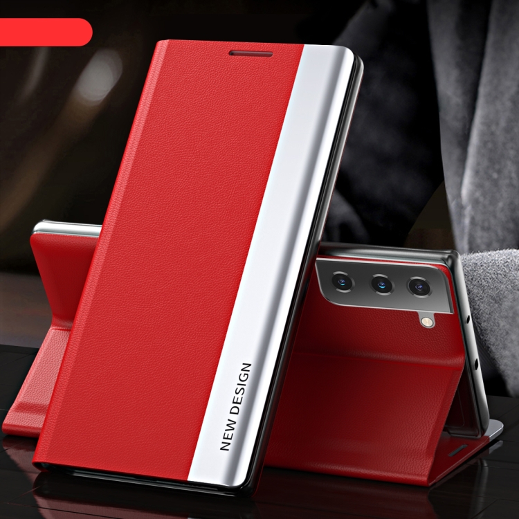 

For Samsung Galaxy S23+ 5G Side Electroplated Adsorption Leather Phone Case(Red)