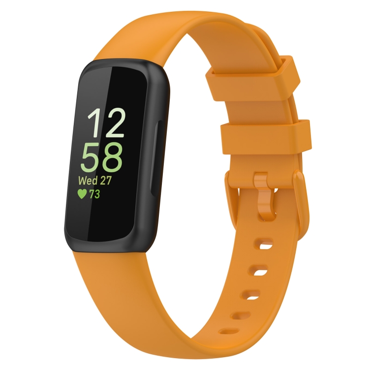 

For Fitbit Inspire 3 Solid Color Silicone Watch Band, Size:L(Yellow)
