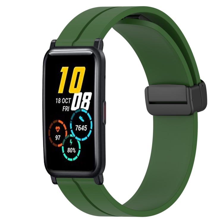 

For Honor Watch ES 20mm Solid Color Magnetic Clasp Silicone Watch Band(Army Green)