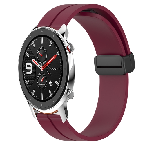 

For Amazfit GTR 42mm 20mm Solid Color Magnetic Clasp Silicone Watch Band(Burgundy)