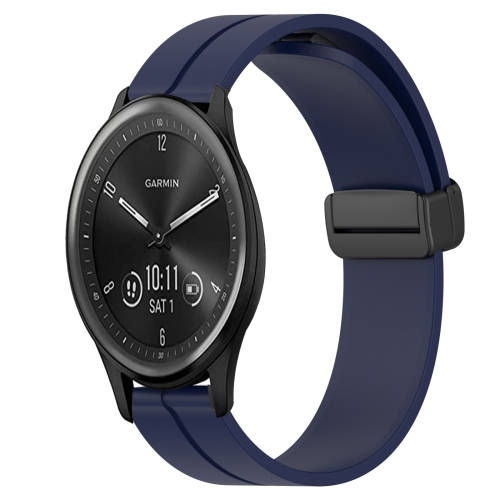 

For Garmin Vivomove Sport 20mm Solid Color Magnetic Clasp Silicone Watch Band(Midnight Blue)