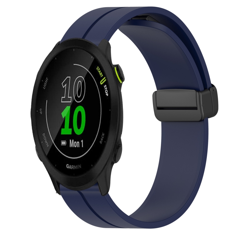 

For Garmin Forerunner 55 20mm Solid Color Magnetic Clasp Silicone Watch Band(Midnight Blue)