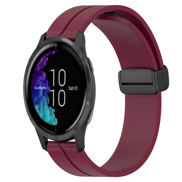 

For Garmin Venu 20mm Solid Color Magnetic Clasp Silicone Watch Band(Wine Red)