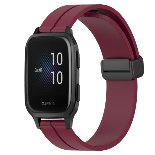 

For Garmin Venu Sq 2 20mm Solid Color Magnetic Clasp Silicone Watch Band(Wine Red)