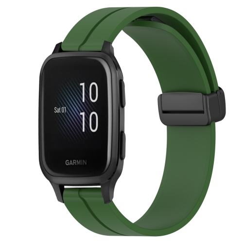 

For Garmin Venu Sq 2 20mm Solid Color Magnetic Clasp Silicone Watch Band(Army Green)