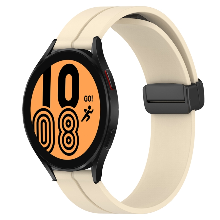 

For Samsung Galaxy Watch4 44mm 20mm Solid Color Magnetic Clasp Silicone Watch Band(Beige)