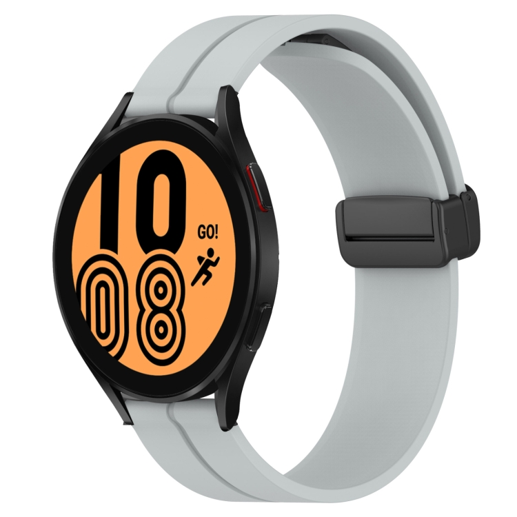 

For Samsung Galaxy Watch4 44mm 20mm Solid Color Magnetic Clasp Silicone Watch Band(Grey)
