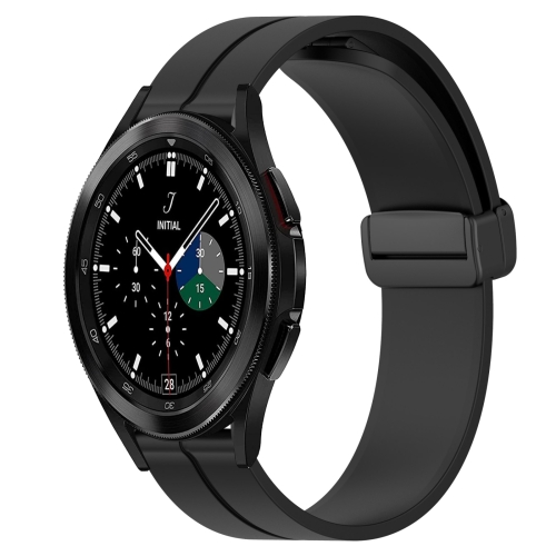 

For Samsung Galaxy Watch4 Classic 46mm 20mm Solid Color Magnetic Clasp Silicone Watch Band(Black)