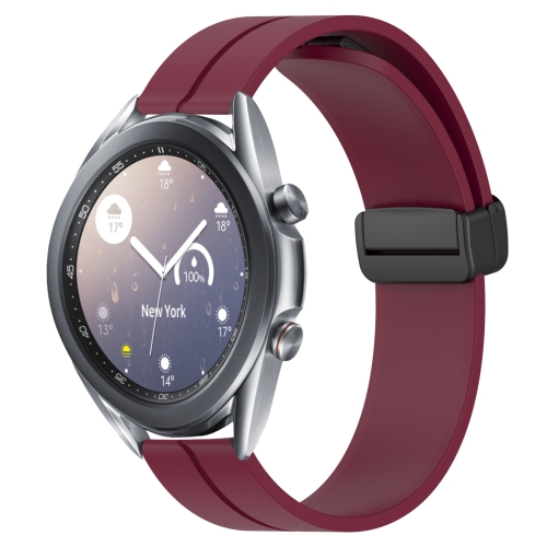 

For Samsung Galaxy Watch3 45mm 22mm Solid Color Magnetic Clasp Silicone Watch Band(Wine Red)