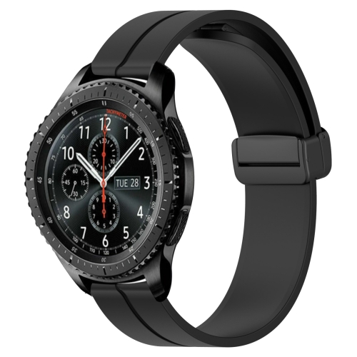 

For Samsung Gear S3 Frontier 22mm Solid Color Magnetic Clasp Silicone Watch Band(Black)