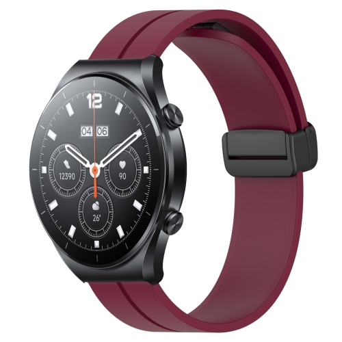 

For Xiaomi MI Watch S1 22mm Solid Color Magnetic Clasp Silicone Watch Band(Wine Red)