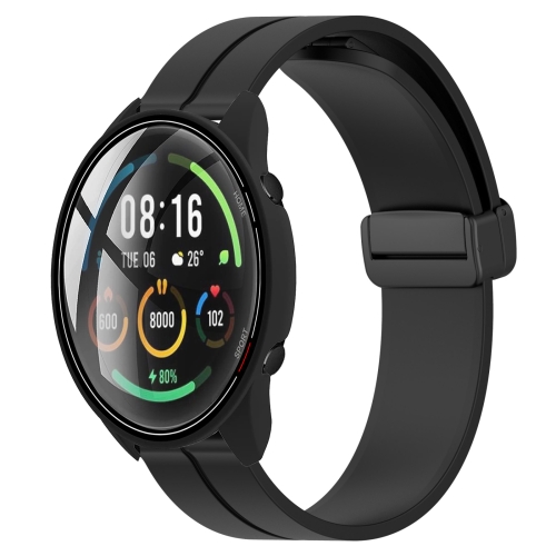 

For Xiaomi MI Watch Color 22mm Solid Color Magnetic Clasp Silicone Watch Band(Black)