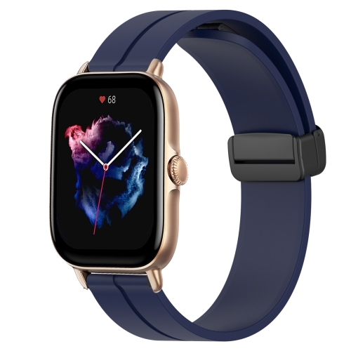 

For Amazfit 3 22mm Solid Color Magnetic Clasp Silicone Watch Band(Midnight Blue)