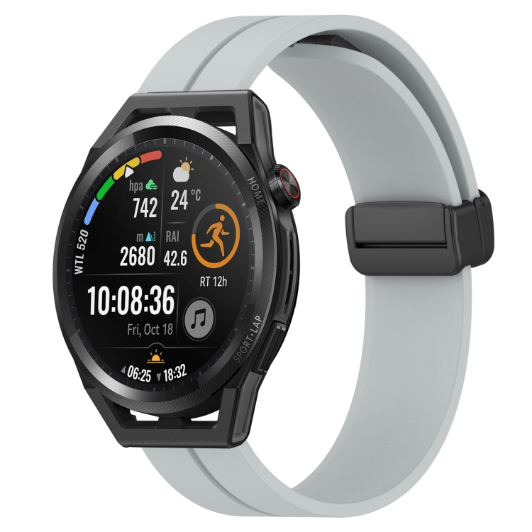 

For Huawei Watch GT Runner 22mm Solid Color Magnetic Clasp Silicone Watch Band(Grey)