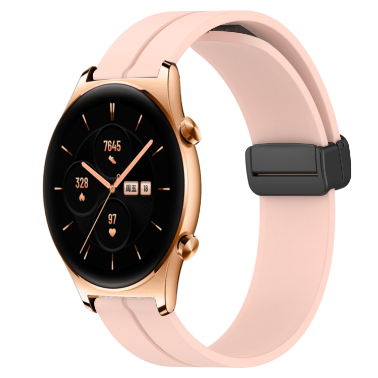 

For Honor Watch GS 3 22mm Solid Color Magnetic Clasp Silicone Watch Band(Pink)