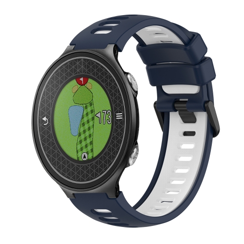 Pour le bracelet de montre en silicone bicolore Garmin Approach S6 bleu nuit blanc