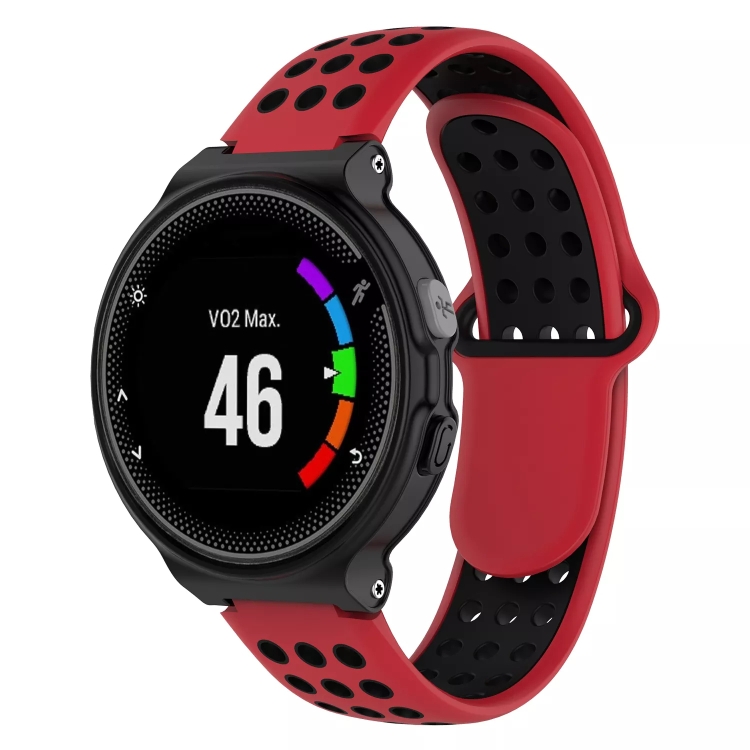 

For Garmin Forerunner 230 Two-Color Punched Breathable Silicone Watch Band(Red+Black)