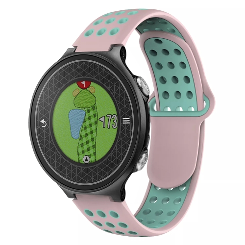 

For Garmin Approach S6 Two-Color Punched Breathable Silicone Watch Band(Pink+Teal)