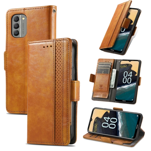 

For Nokia G400 CaseNeoSplicing Dual Magnetic Buckle Leather Phone Case(Khaki)