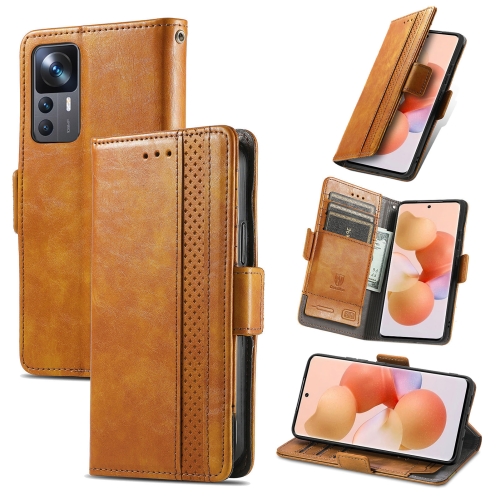 

For Xiaomi 12T / Redmi K50 Ultra CaseNeoSplicing Dual Magnetic Buckle Leather Phone Case(Khaki)