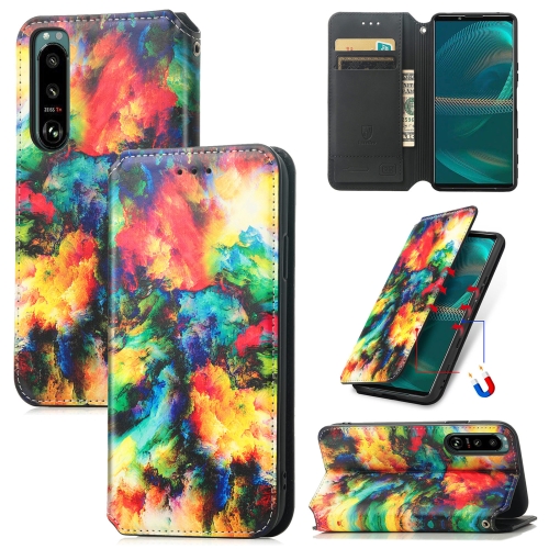 For Sony Xperia 5 Ⅳ CaseNeo Colorful Magnetic Leather Phone Case(Colorful Cloud)