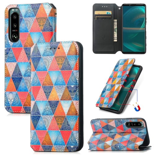 For Sony Xperia 5 Ⅳ CaseNeo Colorful Magnetic Leather Phone Case(Rhombus Mandala)