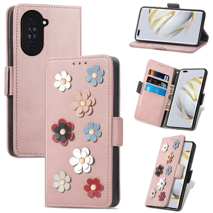 

For Huawei Nova 10 Pro Stereoscopic Flowers Leather Phone Case(Rose Gold)
